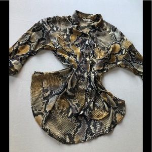 Zara snakeskin silk button down shirt, size M